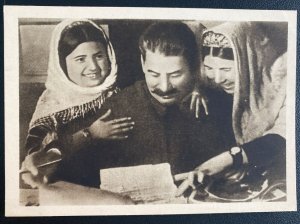 Mint Russia USSR Real Picture Postcard 1935 Stalin With Farmers