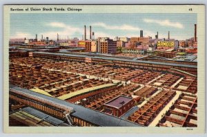 Section Of Union Stock Yards, Chicago, Illinois, Vintage Linen Postcard