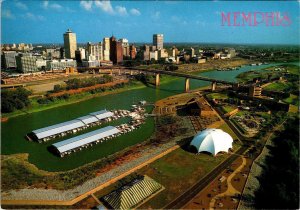 Memphis, TN Tennessee FESTIVAL ISLAND & HARBOR Marina~Boats~Bridge  4X6 Postcard