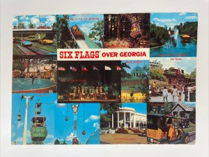 Six Flags Over Georgia Multiview Amusement Park Rides Oversize Postcard