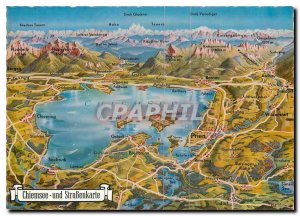 Postcard Modern und Chiemsee Strasenkarte