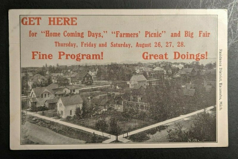 Mint Vintage Fair Advertising Residence District Escanaba Michigan RPPC