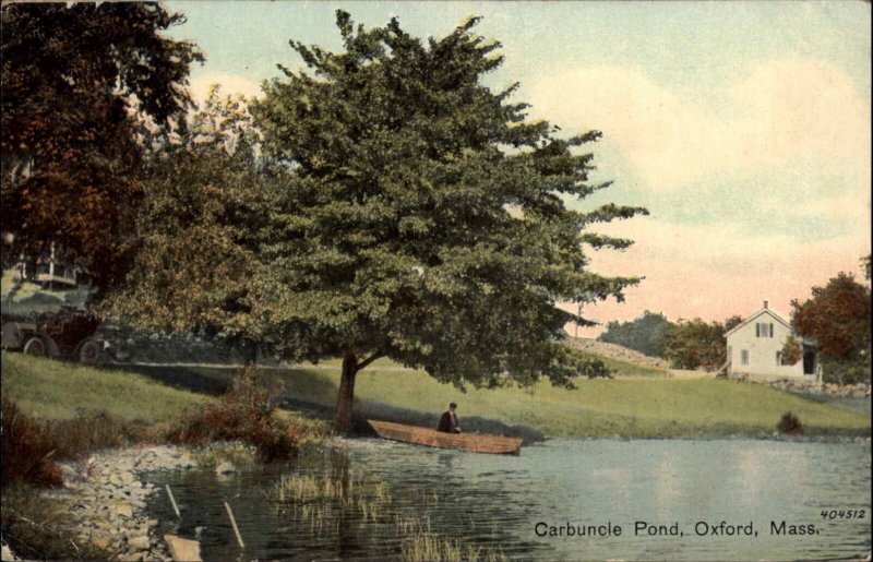 Oxford Massachusetts MA Carbuncle Pond Boat c1900s-10s Postcard