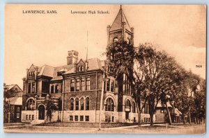 Lawrence Kansas KS Postcard Lawrence High School Exterior Building c1910 Vintage