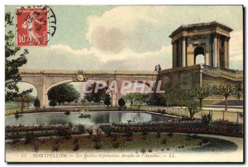 Old Postcard Montpellier Gardens And Premieres Arcades From & # 39Aqueduc