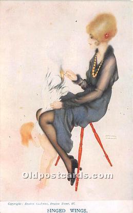 Delta Fine Arts Co Printed in England Signed Wings Artist Raphael Kirchner Un...