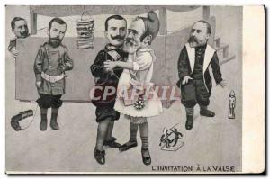 Old Postcard The Satirical Political & # 39invitation a waltz