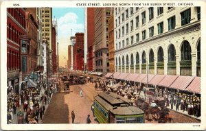 VINTAGE POSTCARD STATE STREET LOOKING NORTH FROM VAN BUREN STREET CHICAGO c 1915
