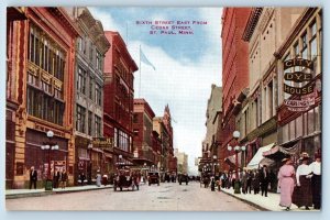 c1910's Sixth Street East From Cedar Street Downtown St. Paul Minnesota Postcard