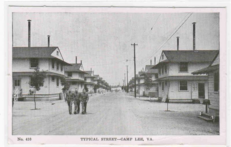 Street Scene Soldiers Camp Lee Army Camp Virginia 1940s postcard