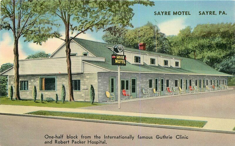 1950s Sayre Motel roadside Pennsylvania Postcard Tichnor 7882