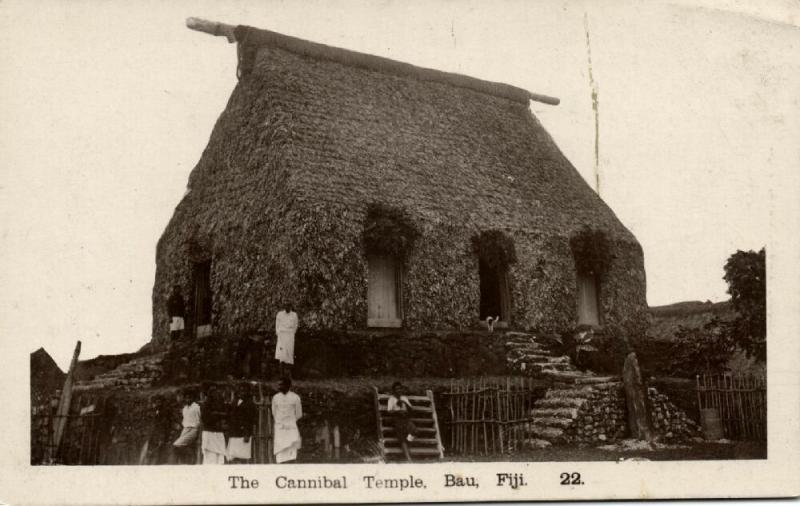 fiji islands, BAU, The Cannibal Temple (1910s) RPPC