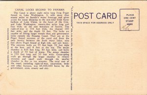 Vtg 1930s Canal Locks Second to Panama Seattle Washington WA Linen Postcard