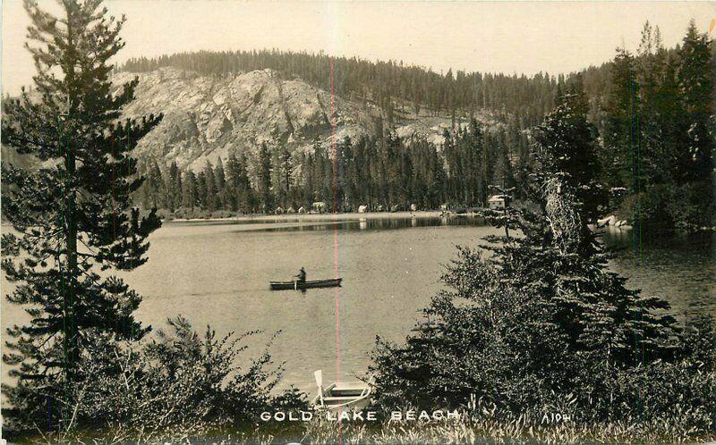 Gold Lake Beach Lake Tahoe California 1930s RPPC Photo Postcard 262