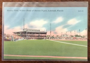 US Unused Linen Postcard Henley Field Detroit Tigers Lakeland FL LB