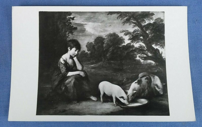 Vintage Real Photo Art Postcard  Girl With Pigs Gainsborough  D1A