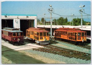 San Jose Historic Trolleys Vintage Postcard Younger Street Shops 1989