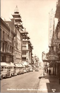 Real Photo Postcard Grant Avenue at Chinatown in San Francisco, California