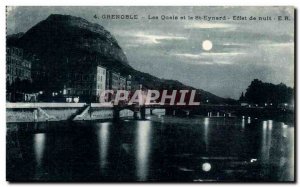 Grenoble Old Postcard docks and St Eynard night Effeet