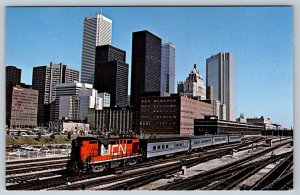 VIA Rail Tempo Train, 1968, Union Station, Toronto ON, Vintage Chrome Postcard