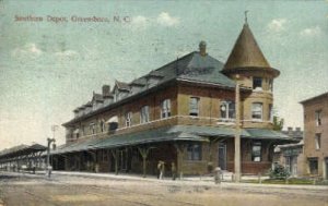 Southern Depot, Greensboro, North Carolina, NC, USA Railroad Train Depot 1910...