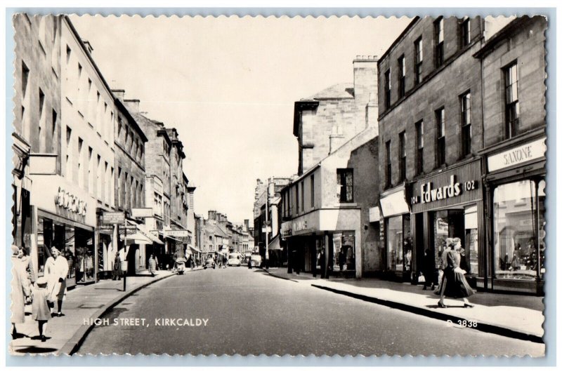 Kirkcaldy Fife Scotland Postcard High Street 1964 Posted Vintage RPPC Photo