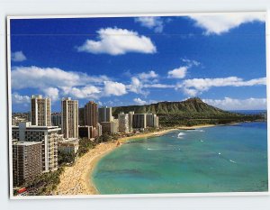 Postcard Waikiki Beach and Diamond Head Hawaii USA