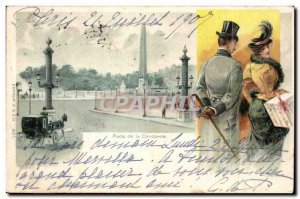 Paris Postcard Old Place de la Concorde (man elegant)