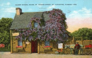 Vintage Postcard 1951 Oldest School House St. George Street St Augustine Florida