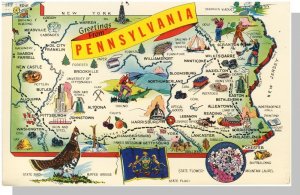 Nice Pennsylvania/PA Postcard, Greetings From Pennsylvania,  Map