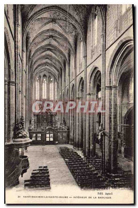 Postcard Old Saint-Maximin-la-Sainte-Baume Basilica Interior