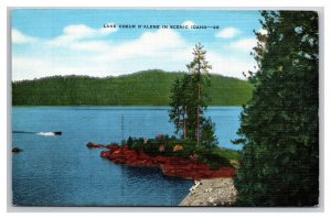 Lake Coeur d'Alene Lake Idaho ID UNP Unused Linen Postcard H30