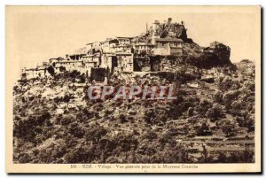 Old Postcard Eze Village Vue Generale taking the average cornice