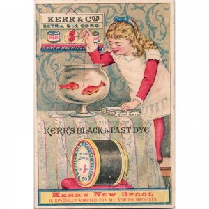 KERR & Co New Spool Extra Six Cord Black Sewing Thread - Victorian Trade Card