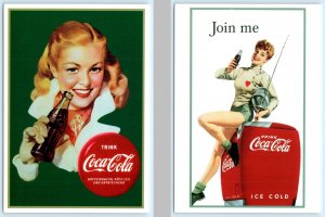 2 Repro Postcards COCA COLA ADVERTISING 1996 Sexy GLAMOR WOMEN Coke Bottles 4x6