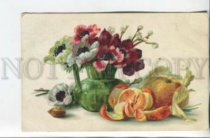 462195 Catharina KLEIN Flowers in green Vase TANGERINE Vintage postcard