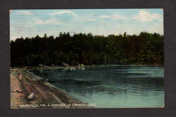 ME Vintage view Crystal Lake Harrison Maine Postcard PC Carte Postale