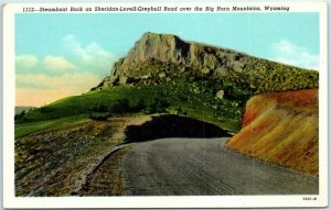 M-9936 Steamboat Rock on Sheridan-Lovell-Greybull Road Over Big Horn Mts Wyoming