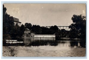1908 Mill and Bridge Blue Springs Nebraska NE Posted RPPC Photo Postcard