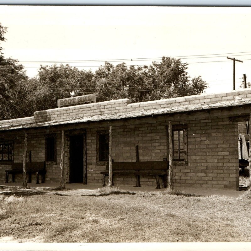 c1940s Dodge City, KS Boot Hill RPPC Old Brick Building Real Photo Postcard A101 