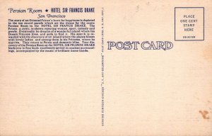 Postcard Persian Room Hotel Sir Francis Drake San Francisco CA