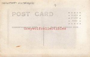 Early Motorcycle, Man Siting on it, RPPC