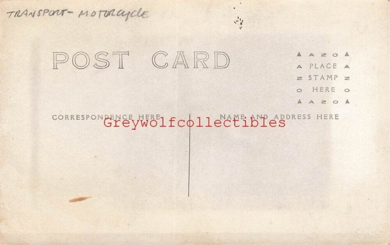 Early Motorcycle, Man Siting on it, RPPC