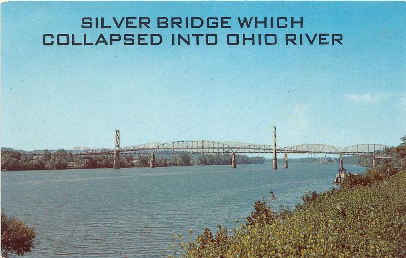 E7/ Knauga Ohio Point Pleasant W Va Postcard Chrome Silver Bridge Disaster