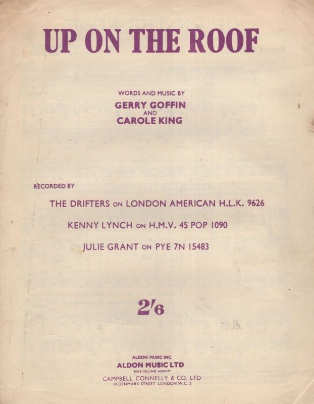 The Drifters Up On The Roof Vintage Sheet Music