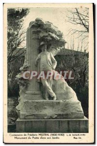 Old Postcard Centennial Frederic Mistral Monument Poet in his Garden