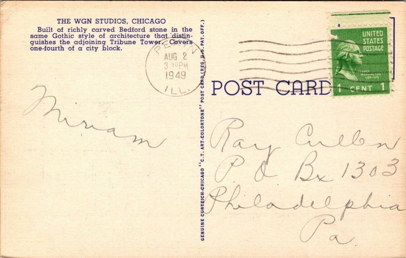 Three Postcards The WGN Studios and Radio Station in Chicago, Illinois~138463