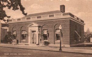 Vintage Postcard Post Office Postal Services Building Smyrna Delaware Collotype