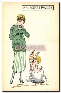 Old Postcard Fantasy Illustrator Woman Easter Pero Angel