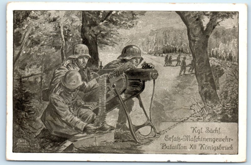 WWI German Machine Gun Army Propaganda Postcard